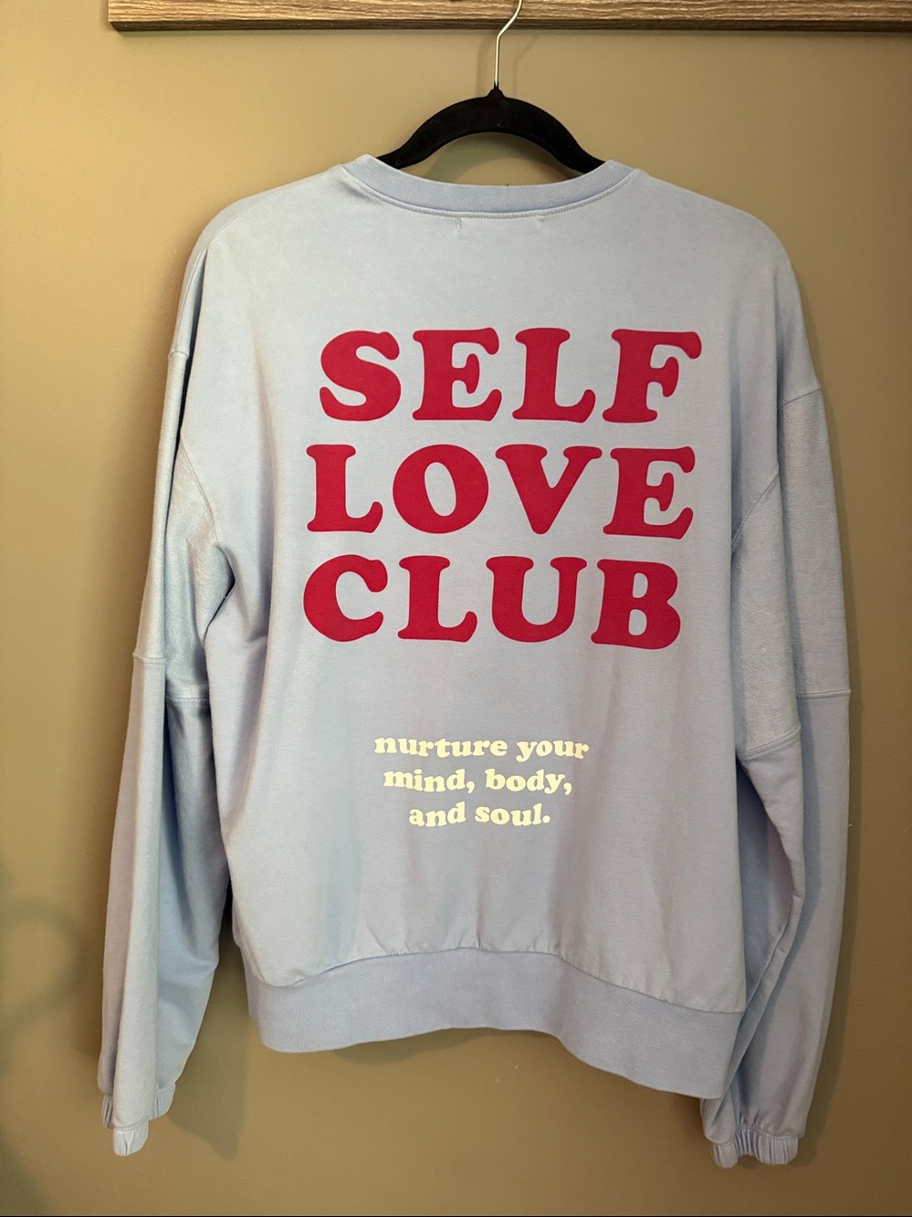 Shore Self Love Club Sweatshirt Blue Red Nurture Your Mind Body and Soul New